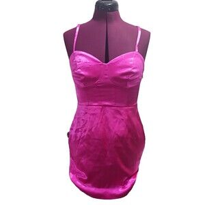 Wild Fable Magenta Satin Corset Bodycon Mini Dress XS NWT